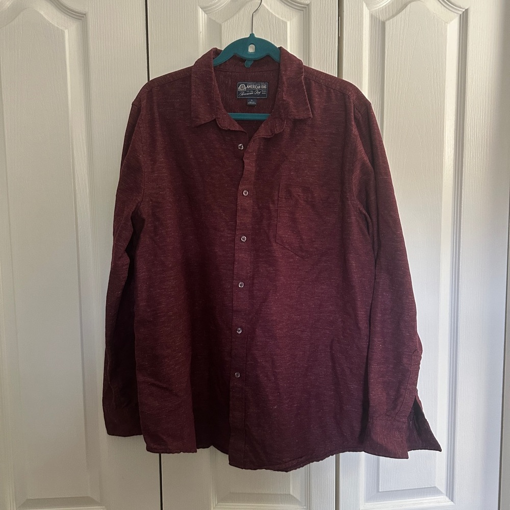 American Rag Maroon Casual Button Down Shirt